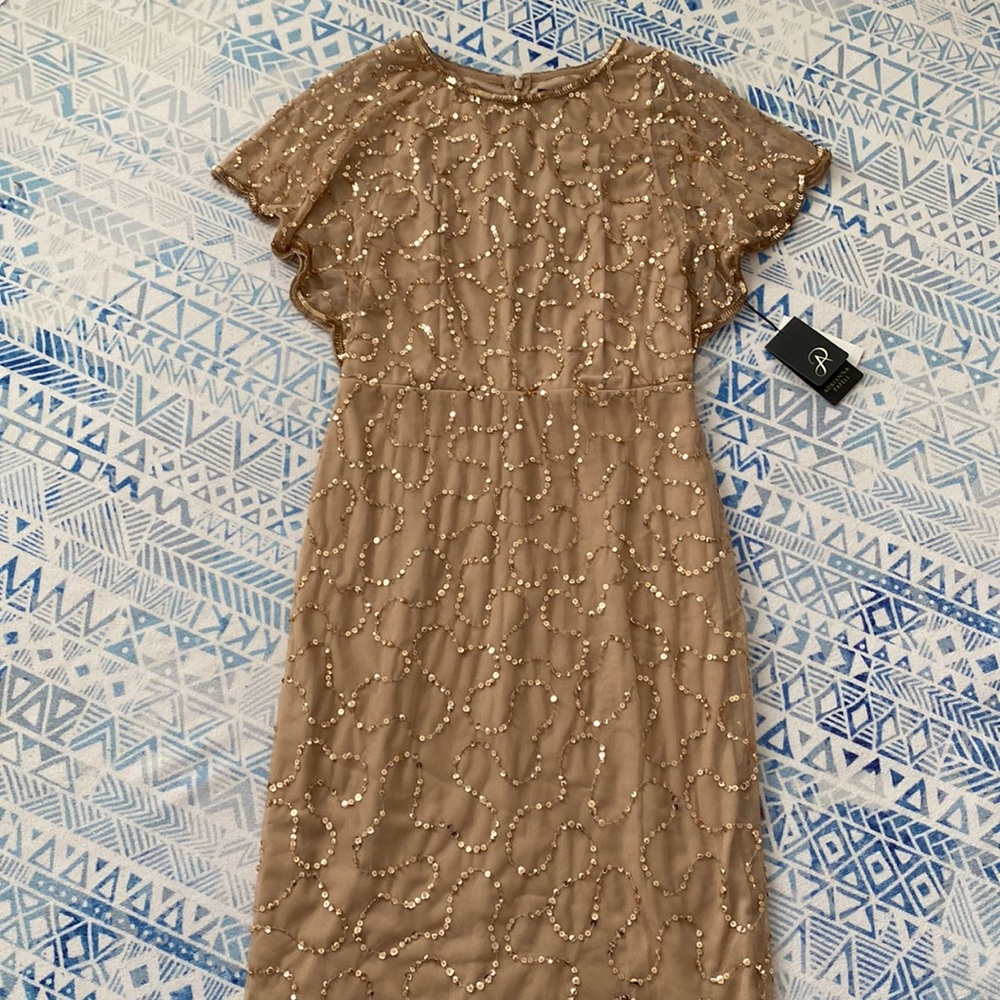 🌟Final Sale!🌟Adrianna Papell Gold Cocktail Dress🌟 - Picture 2 of 8